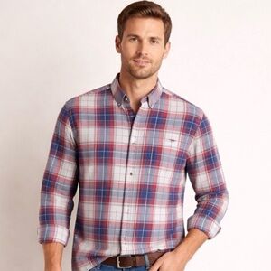 Tommy Hilfiger Mens XL Plaid Button Down Shirt Red Blue White Cotton